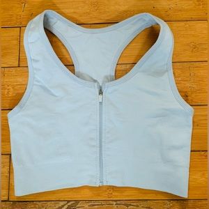 Light Grey Zip Up Sports Bra